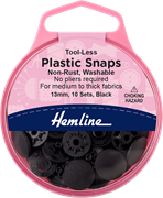 HEMLINE HANGSELL - Tool Less Plastic Snap - Black - 13mm - 10 sets